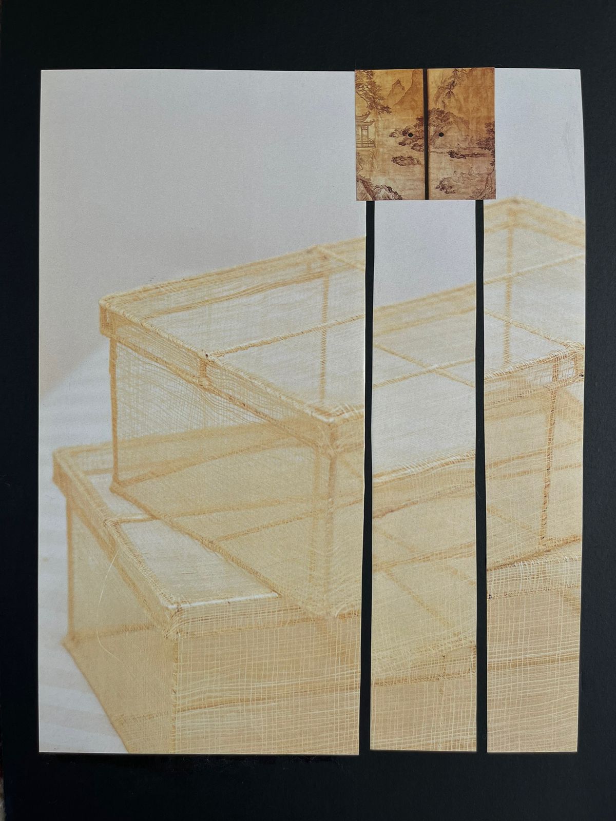 Yellow shoji -III pieces - 50x40 - Analog Collage Art